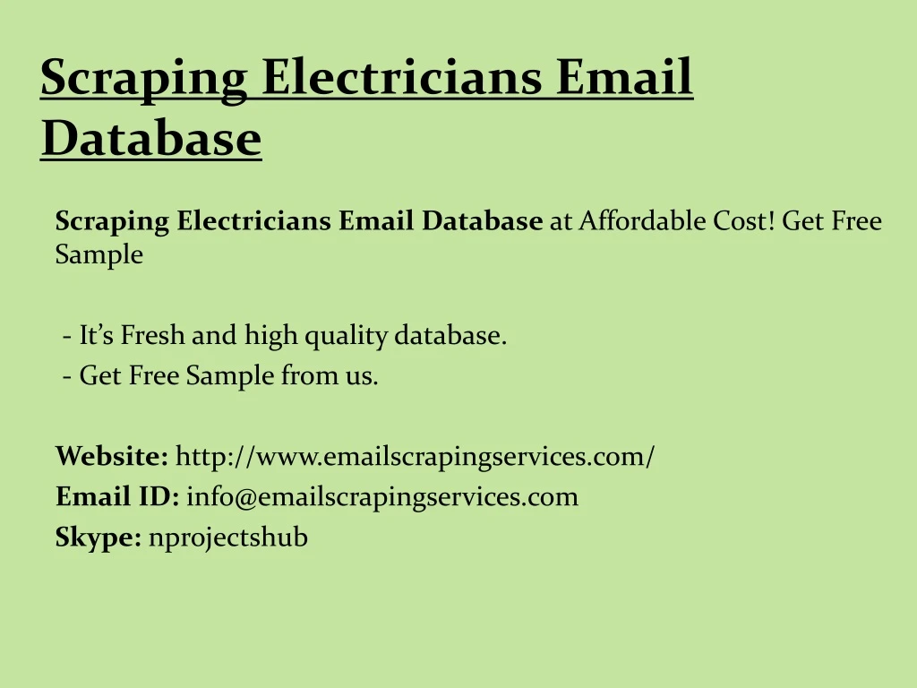 scraping electricians email database