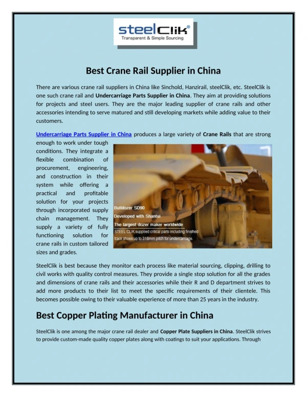 Best Crane Rail Supplier in China