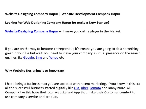 Web Designing Company in Hapur