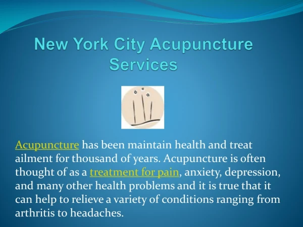 New York City Acupuncture Services