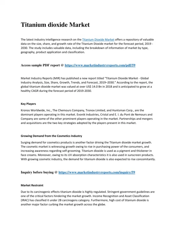 titanium dioxide market