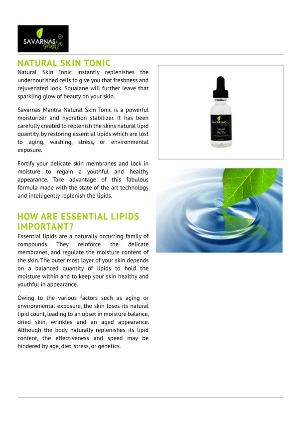Buy Natural Skin Tonic Online - Free Shipping - Savarnas Mantra
