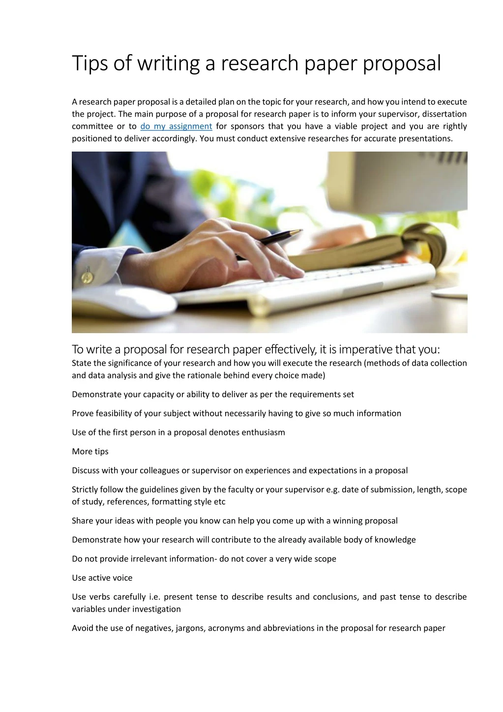 tips of writing a research paper proposal