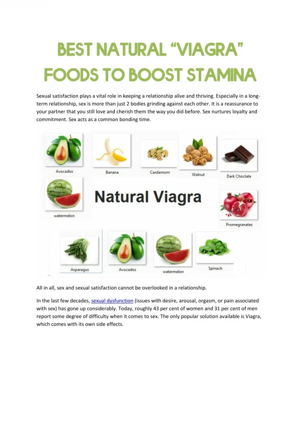 Best Natural “Viagra” Foods To Boost Stamina