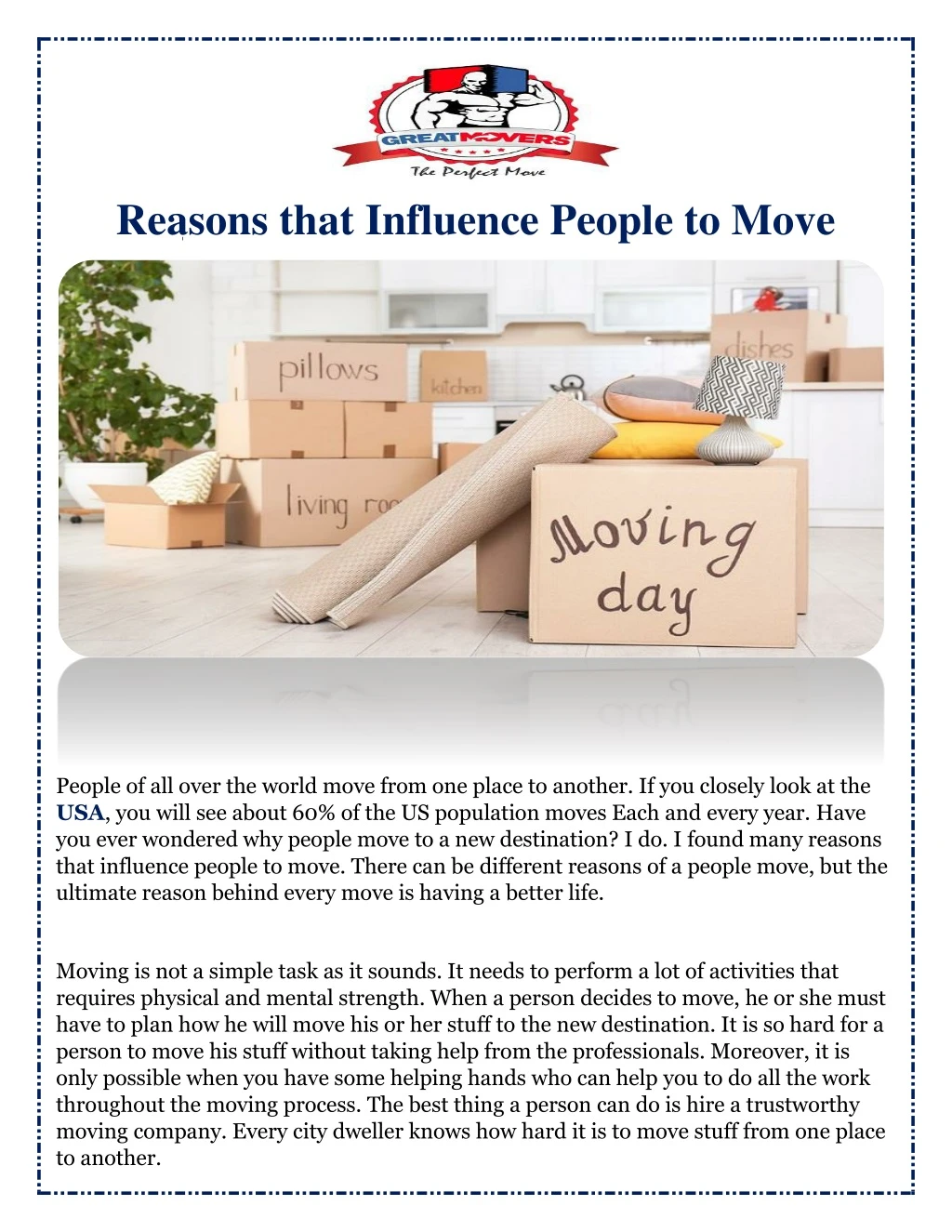 reasons that influence people to move