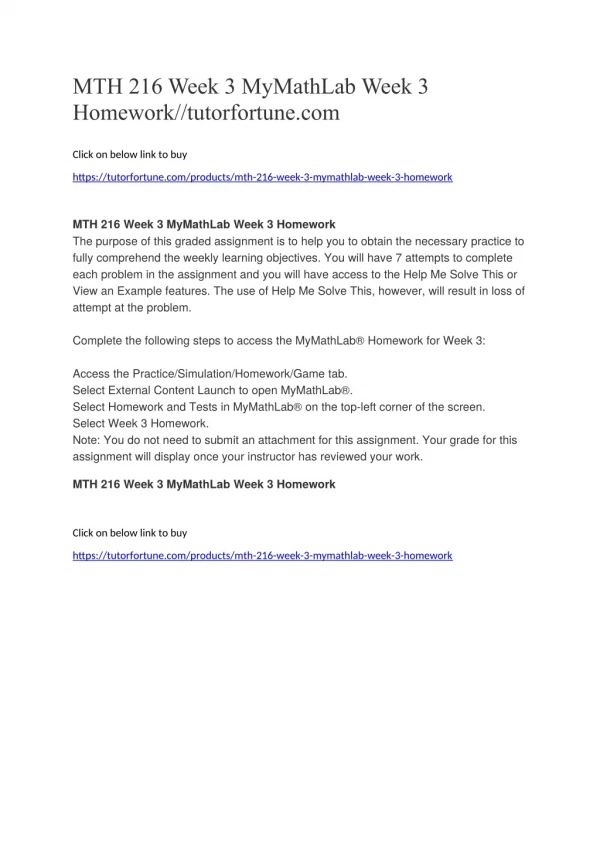 MTH 216 Week 3 MyMathLab Week 3 Homework//tutorfortune.com