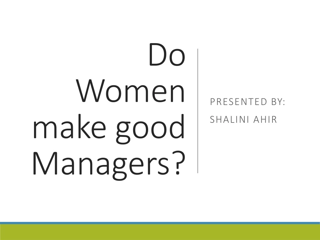 do women make good managers