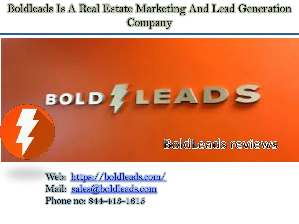 boldleads is a real estate marketing and lead