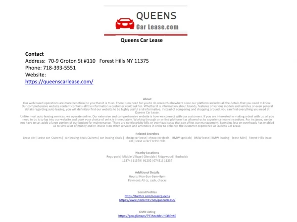 Queens Car Lease