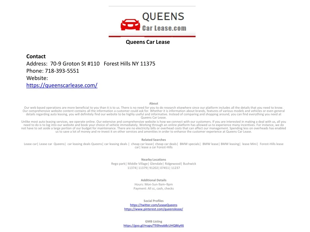 queens car lease contact address 70 9 groton