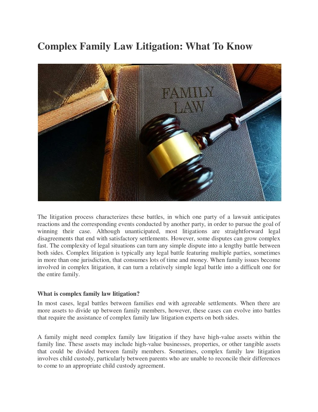 complex family law litigation what to know