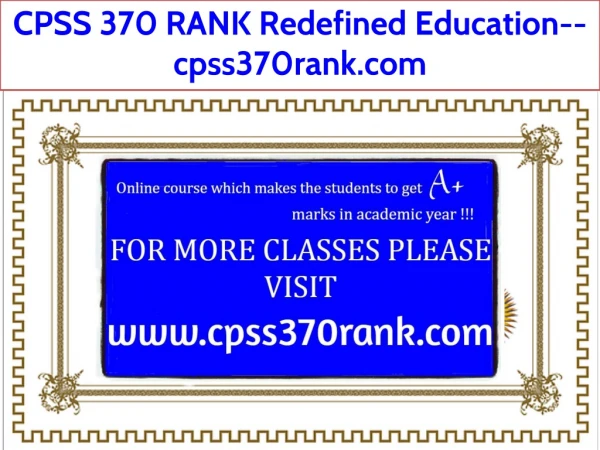 CPSS 370 RANK Redefined Education--cpss370rank.com