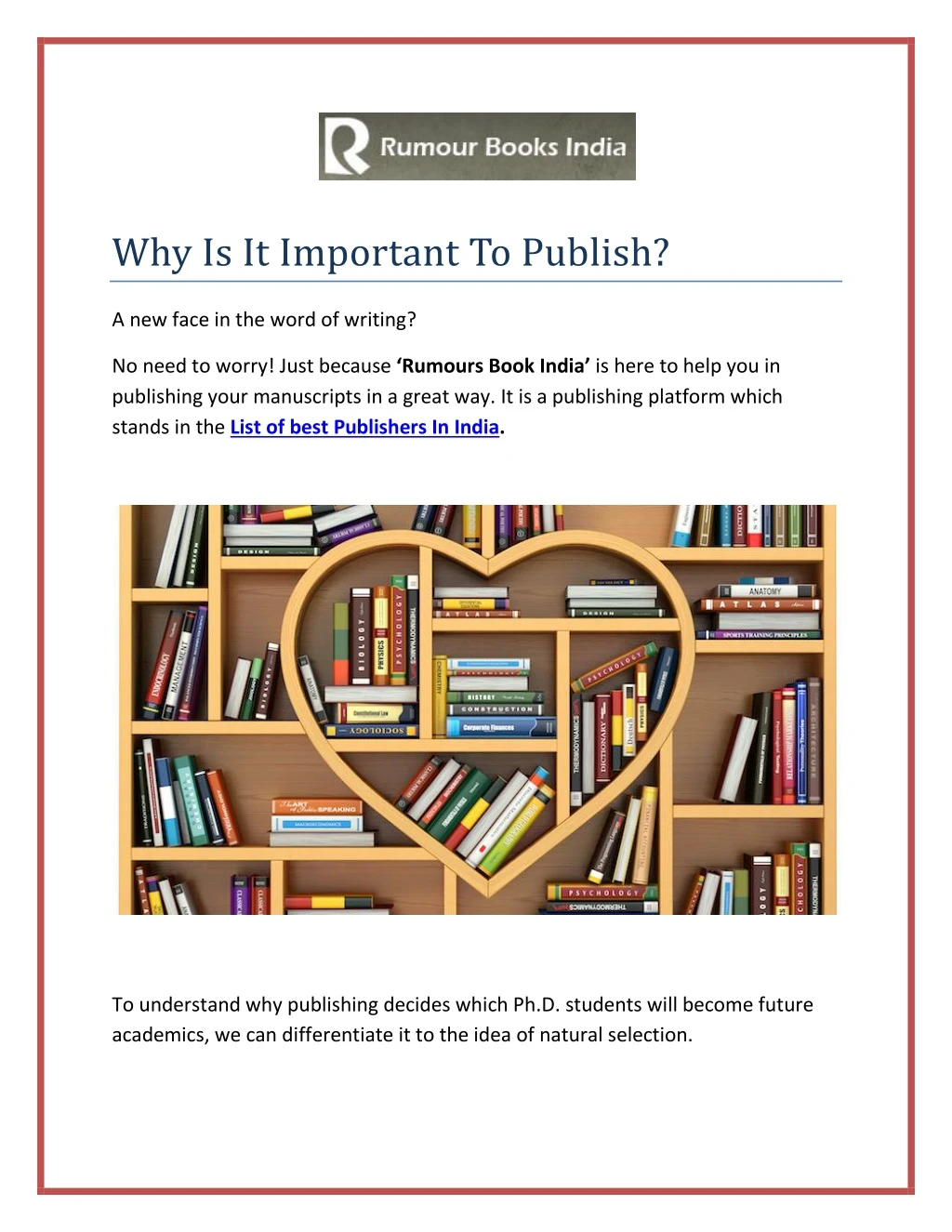 why is it important to publish