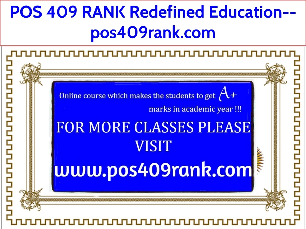 pos 409 rank redefined education pos409rank com