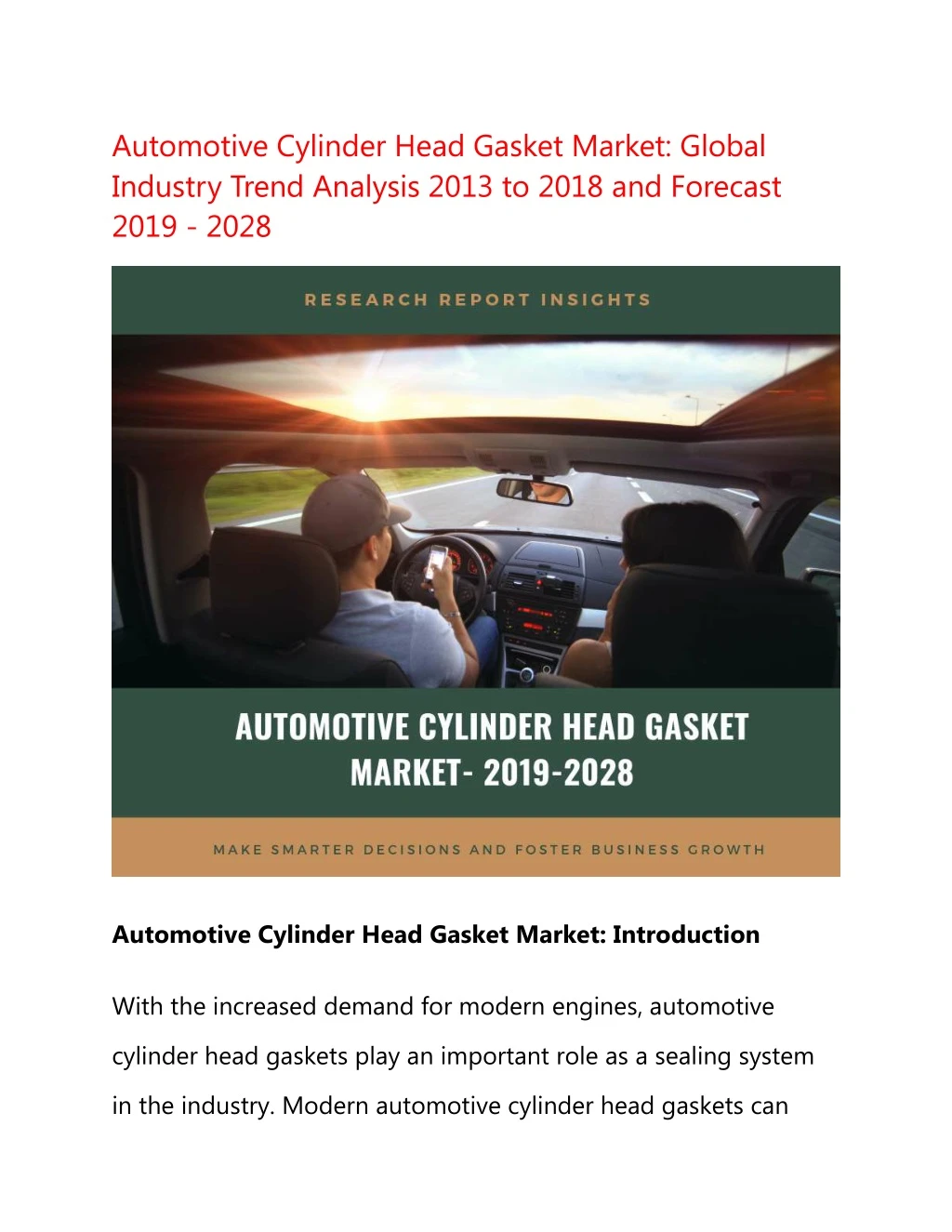 automotive cylinder head gasket market global