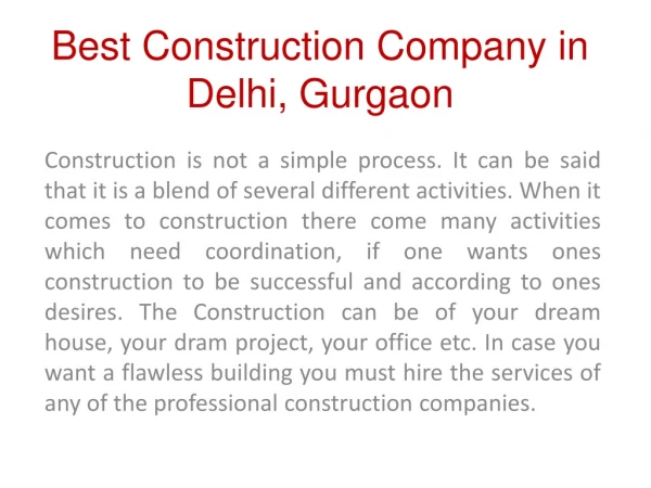 Best Construction Company in Delhi