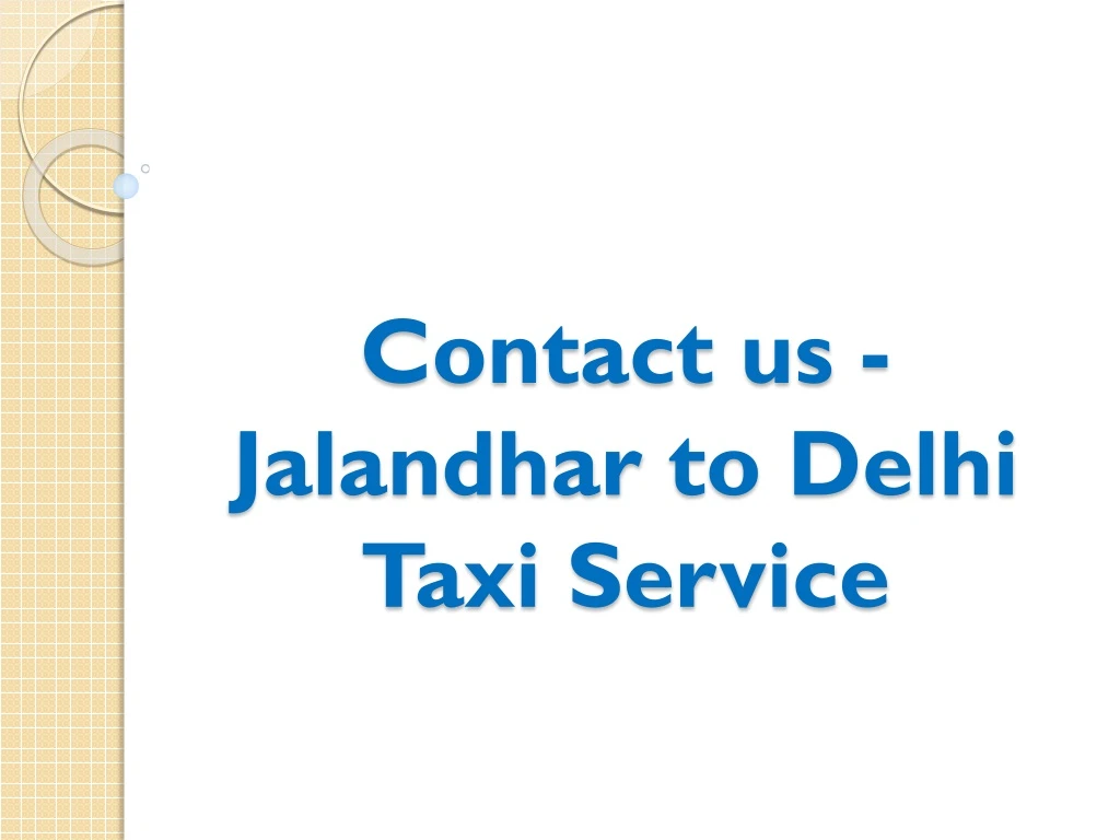 contact us jalandhar to delhi taxi service