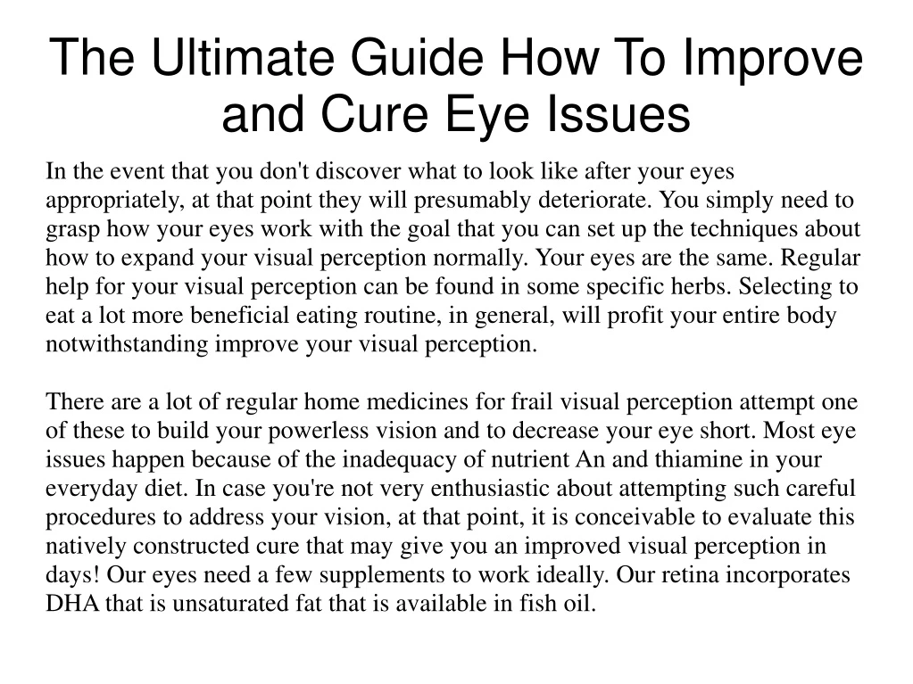 the ultimate guide how to improve and cure eye issues
