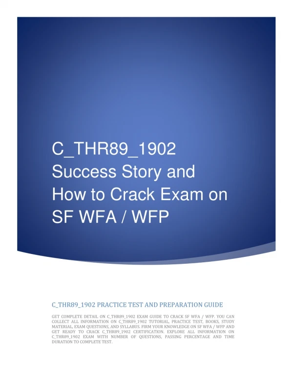 C_THR89_1902 Success Story and How to Crack Exam on SF WFA / WFP