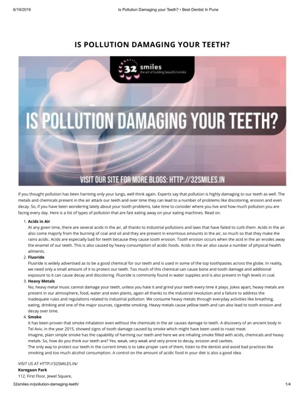IS POLLUTION DAMAGING YOUR TEETH?