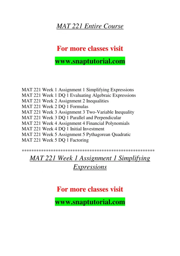 MAT 221 Exceptional Education-snaptutorial.com