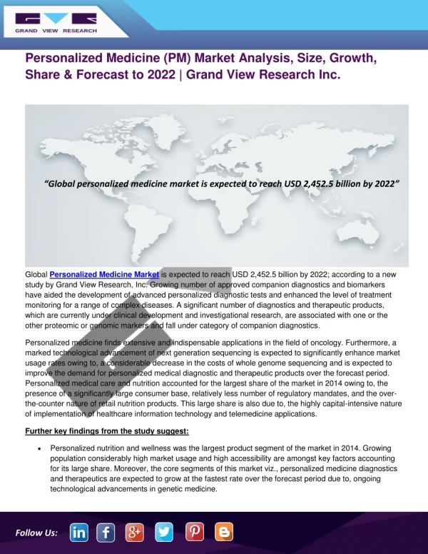 Personalized Medicine (PM) Market Size, Growth | Industry Report, 2022