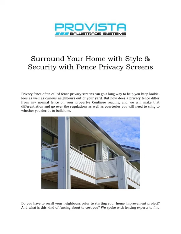 Surround Your Home with Style & Security with Fence Privacy Screens