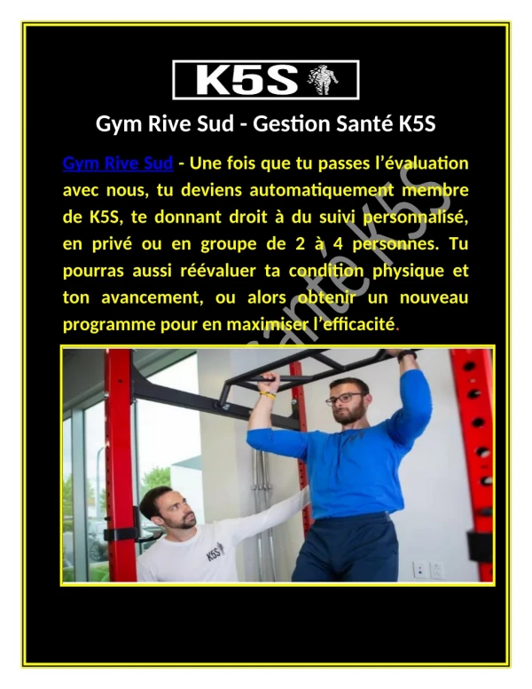 Gym Rive Sud - Gestion Santé K5S