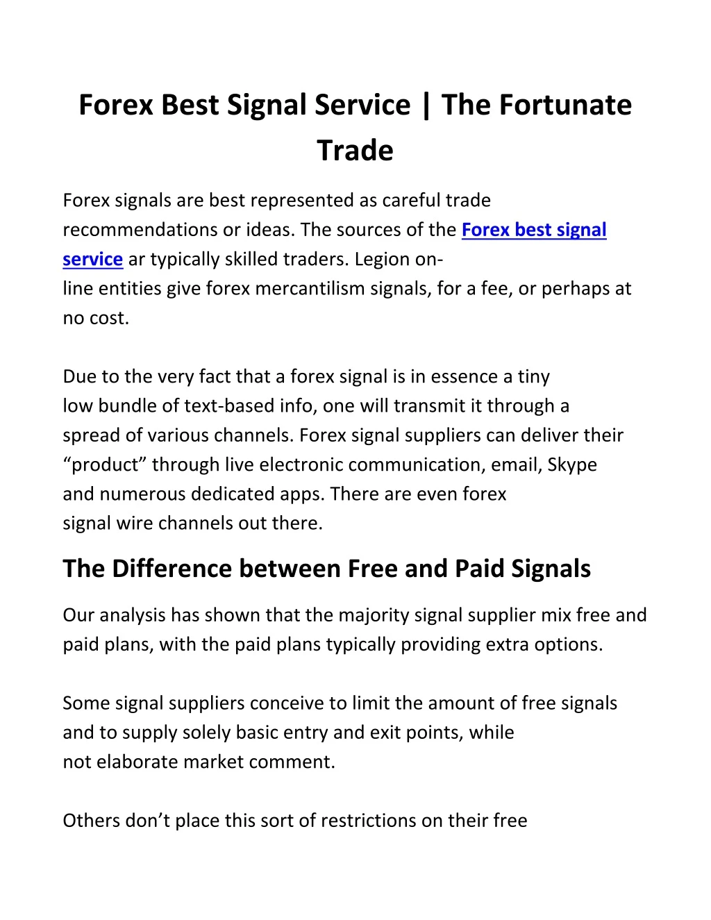 forex best signal service the fortunate trade