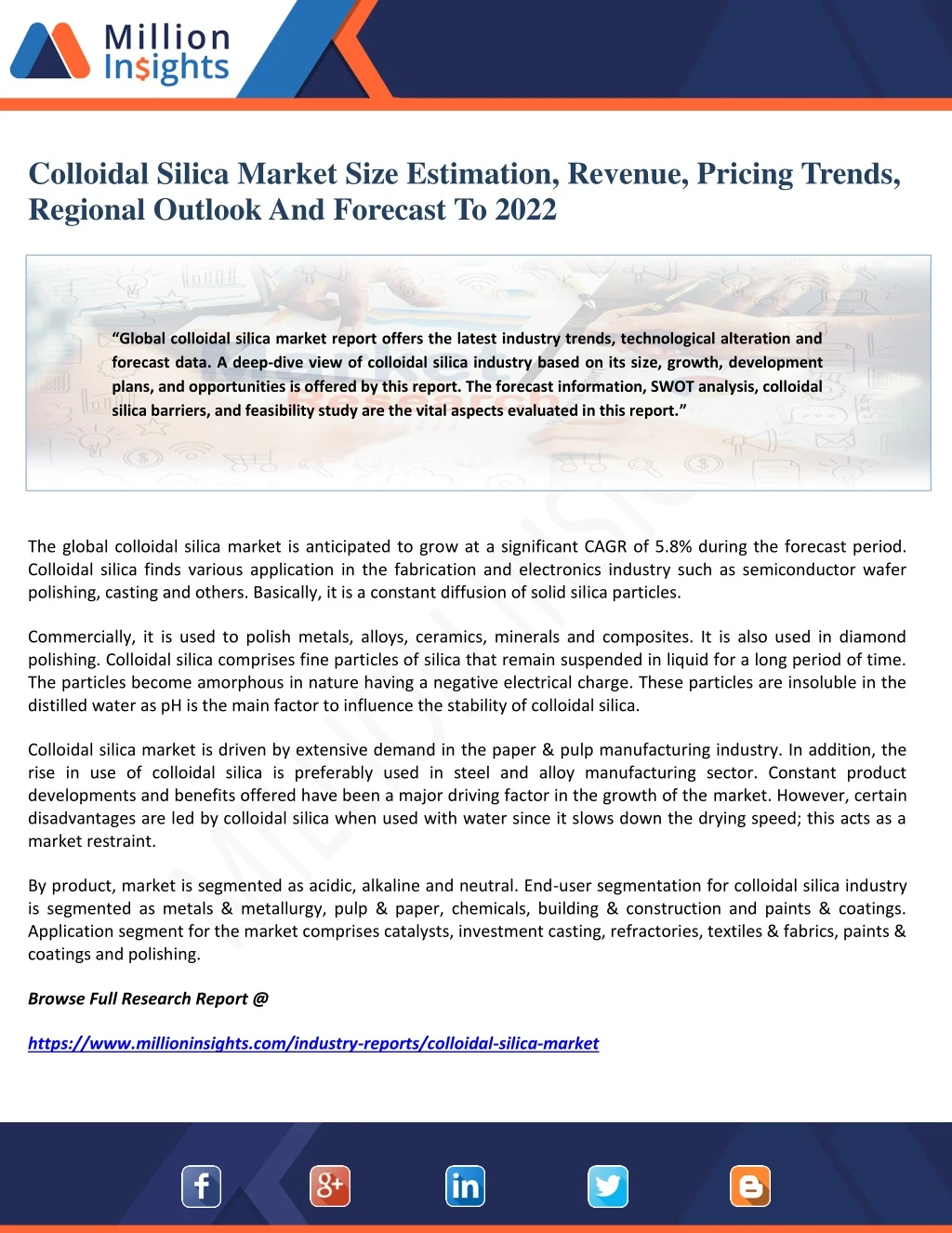 colloidal silica market size estimation revenue