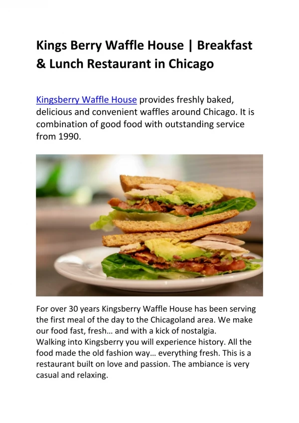 Kingsberry Waffle House | Breakfast & Lunch Resturant in Chicago