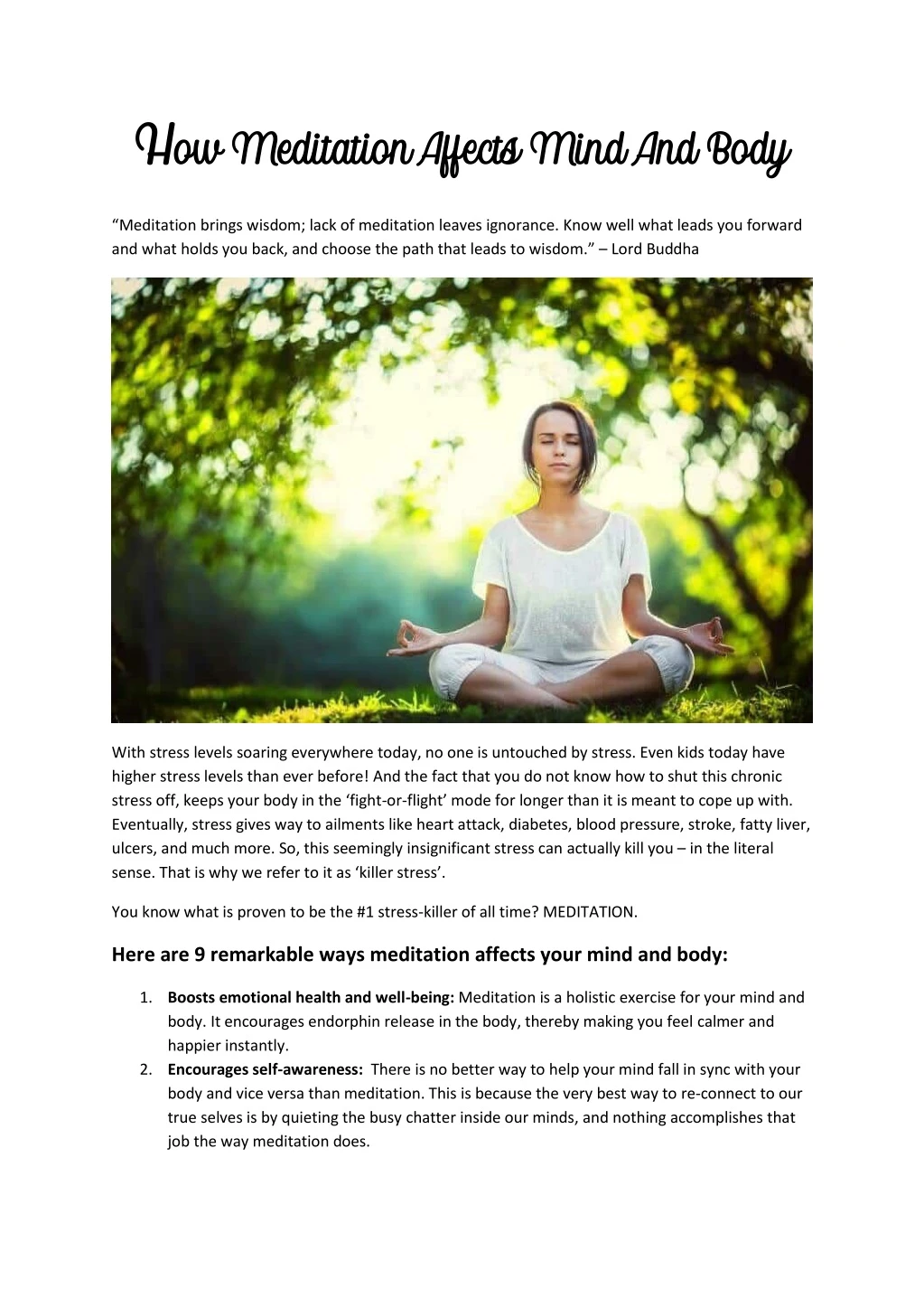 h h ow meditation affects mind and body