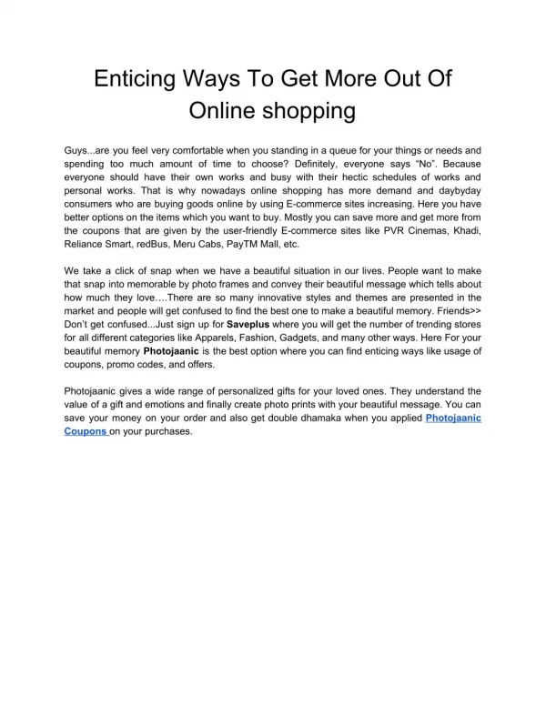 Enticing Ways To Get More Out Of Online shopping