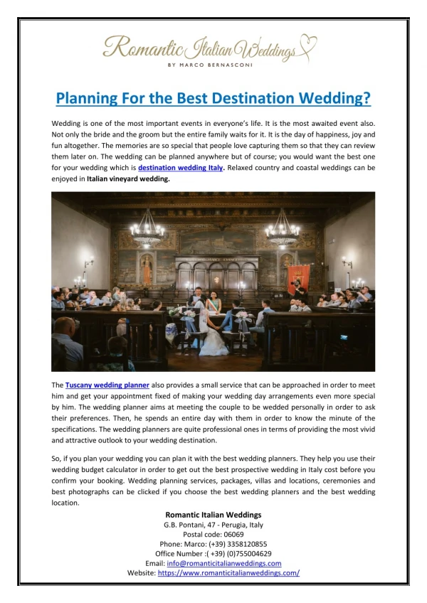 Planning For the Best Destination Wedding?