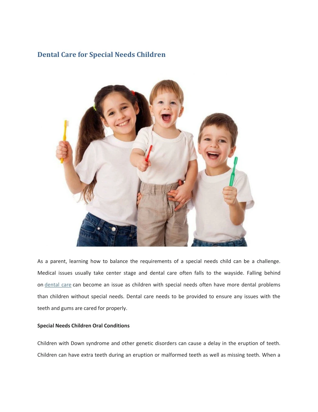 dental care for special needs children