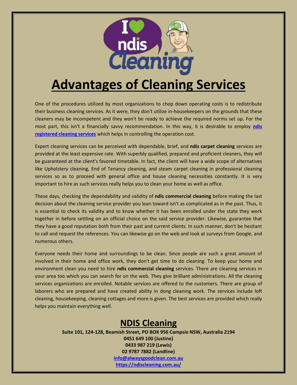 advantages of cleaning services