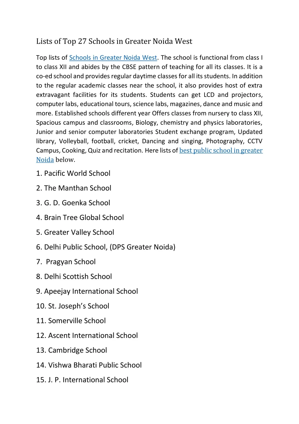 lists of top 27 schools in greater noida west