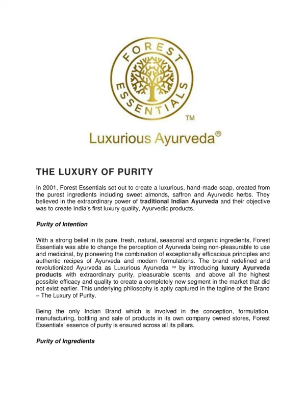 The Luxury of Purity – Forest Essentials