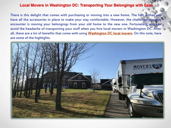 Local Movers in Washington DC: Transporting Your Belongings with Ease