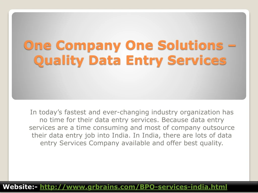 one company one solutions quality data entry services