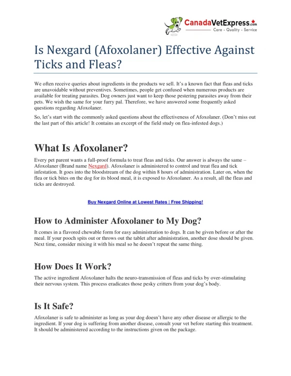 Is Nexgard (Afoxolaner) Effective Against Ticks and Fleas?