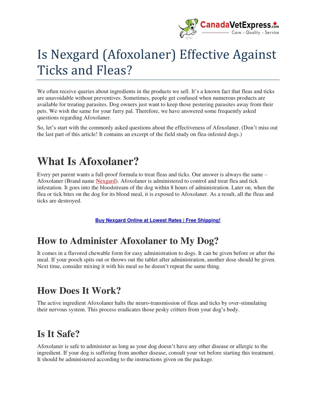 is nexgard afoxolaner effective against ticks