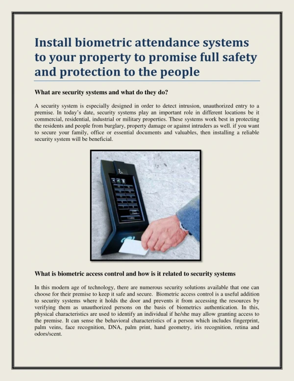 install biometric attendance systems to your