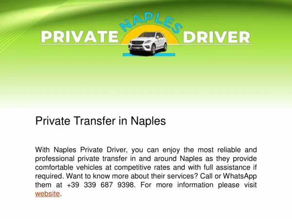 Best Private Transfer in Naples