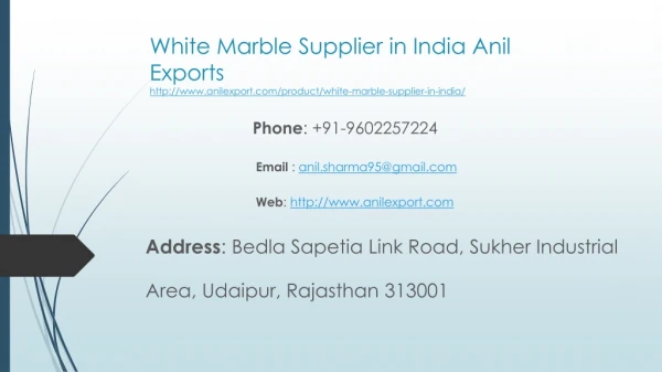 White marble supplier in India