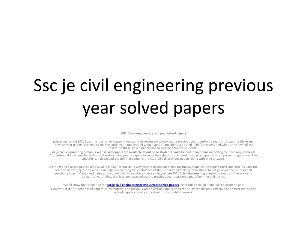ssc je civil engineering previous year solved papers