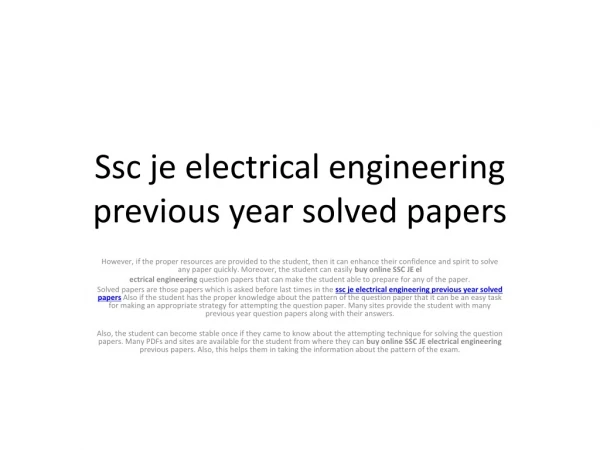 ssc je electrical engineering solved papers