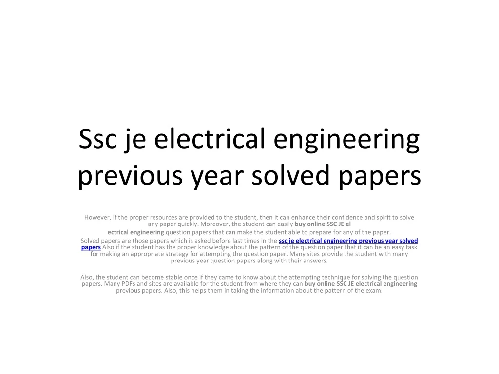 ssc je electrical engineering previous year solved papers