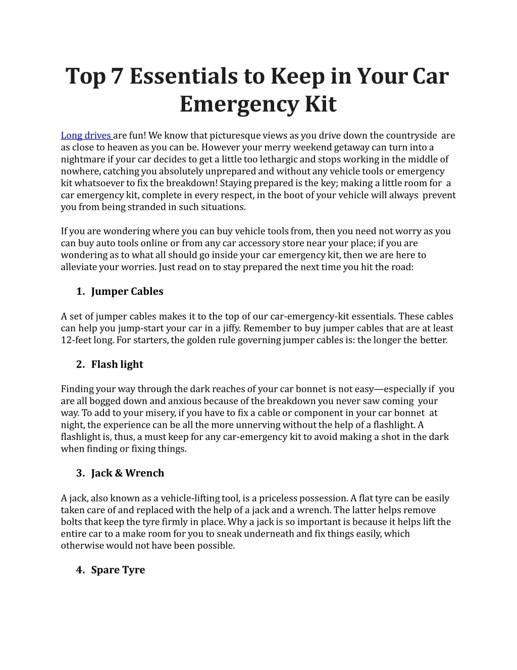 top 7 essentials to keep in your car emergency kit