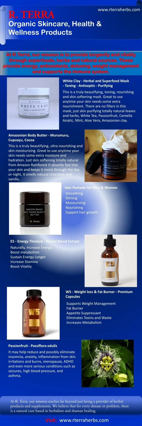 Organic Skincare, Health & Wellness Products www.rterraherbs.com